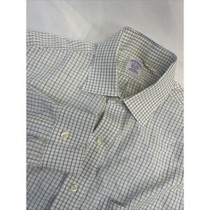 Brooks Brothers Blue Green Long Sleeve Button Up Plaid Classic Shirt Men's 16-34